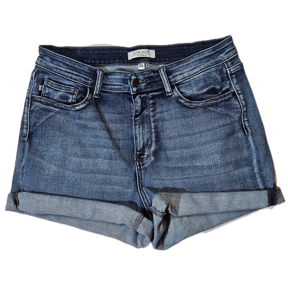 Judy Blue Cut-Off Shorts‎ Womens 2XL Blue Denim Cuffed Stretch 5-Pocket